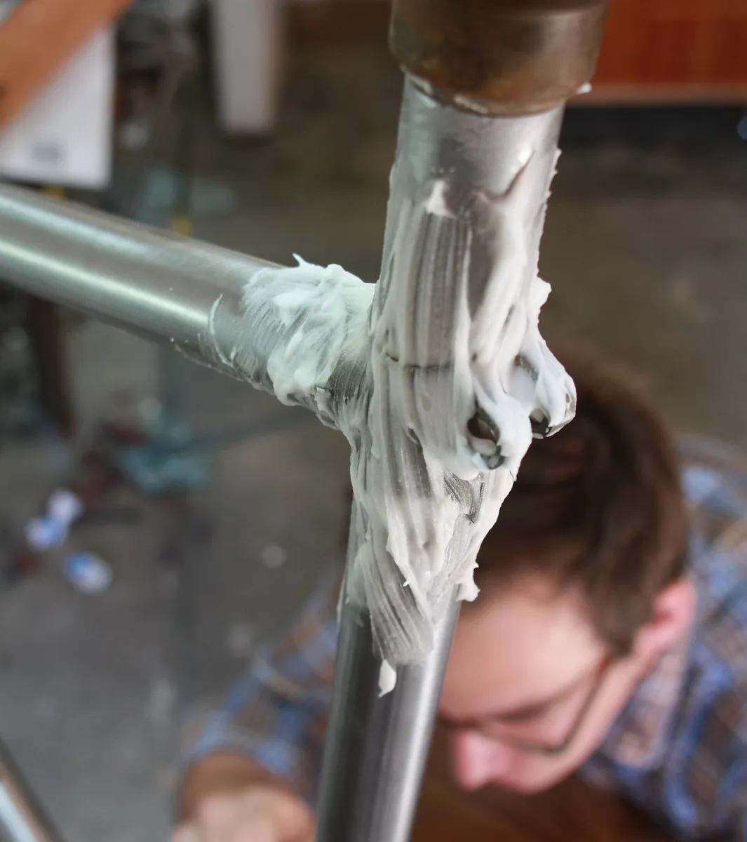 Fluxed seat tube before brazing