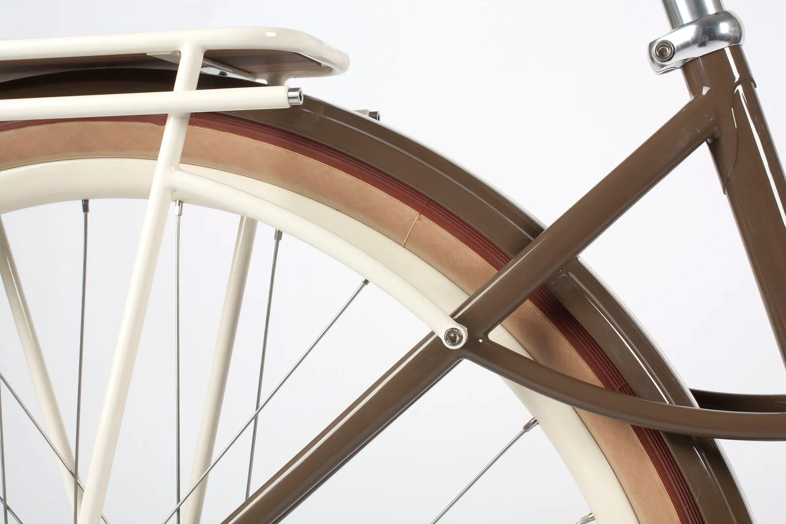 Front rack and fork crown detail
